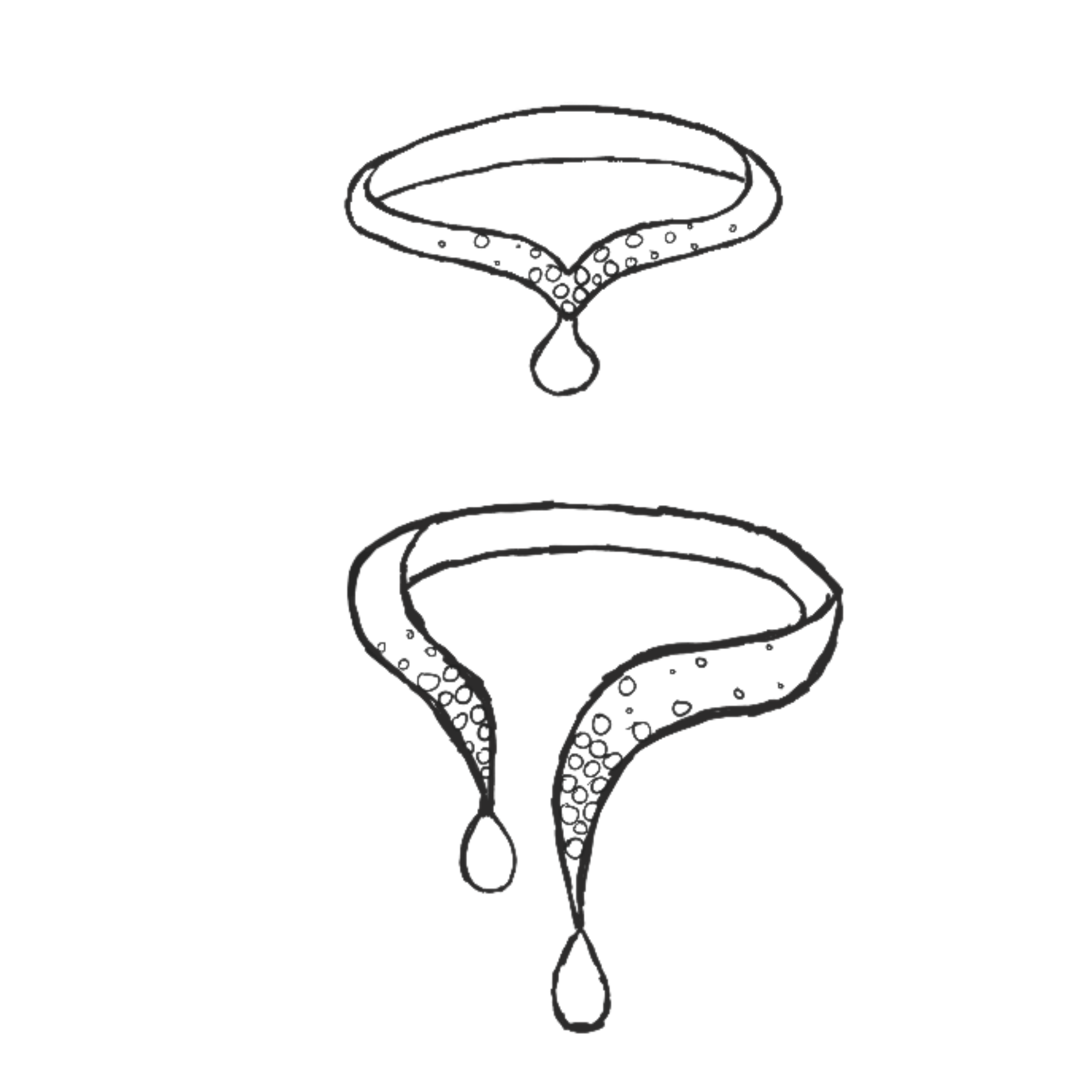 Pear-drop rings / drop sketch