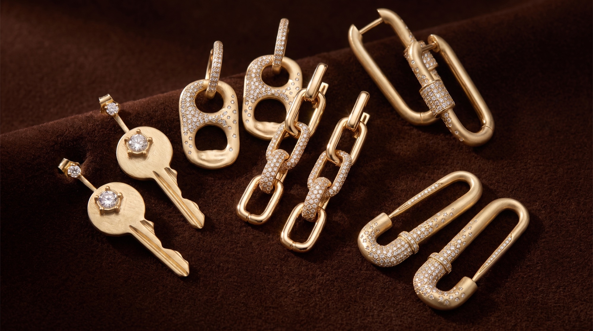 Hardware collection on brown velvet