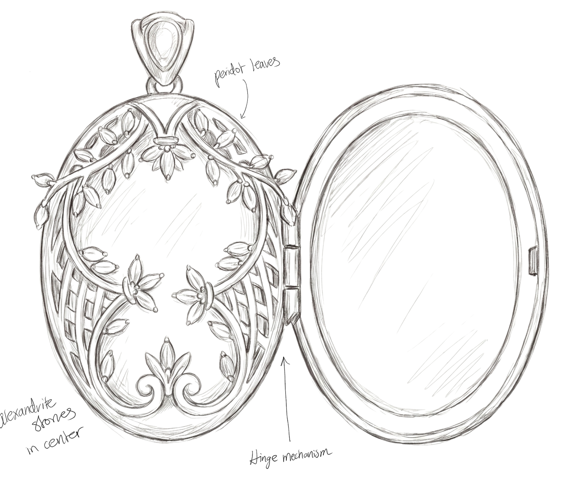 Openwork locket sketch