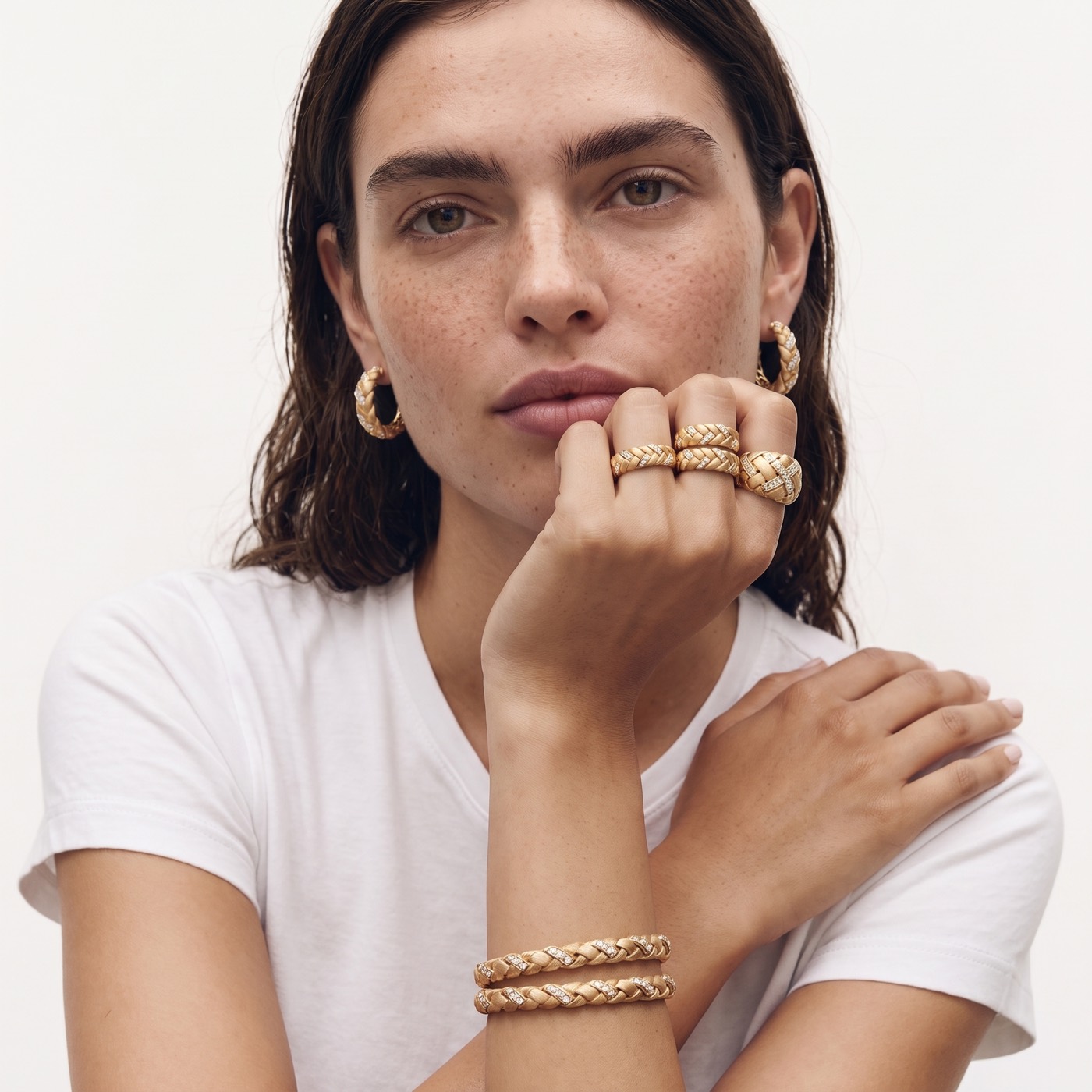 Woven gold worn