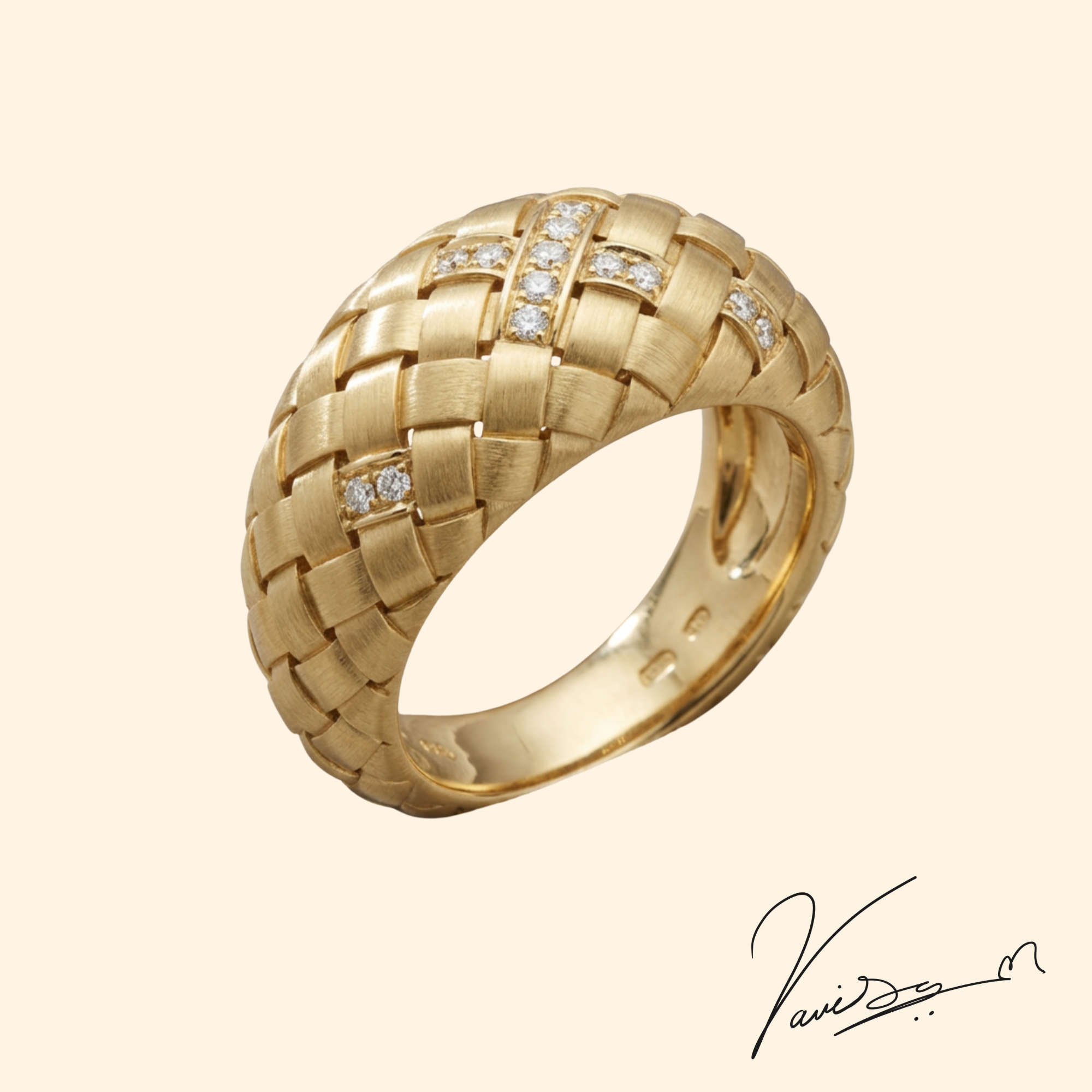 Domed woven gold ring
