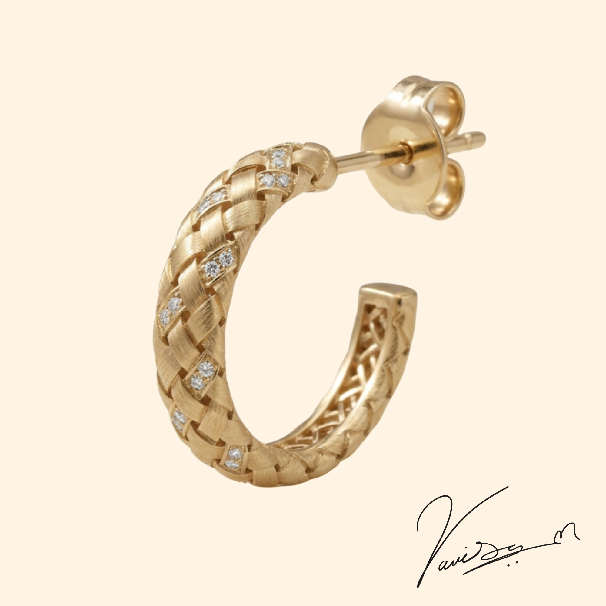 Woven gold hoop earrings