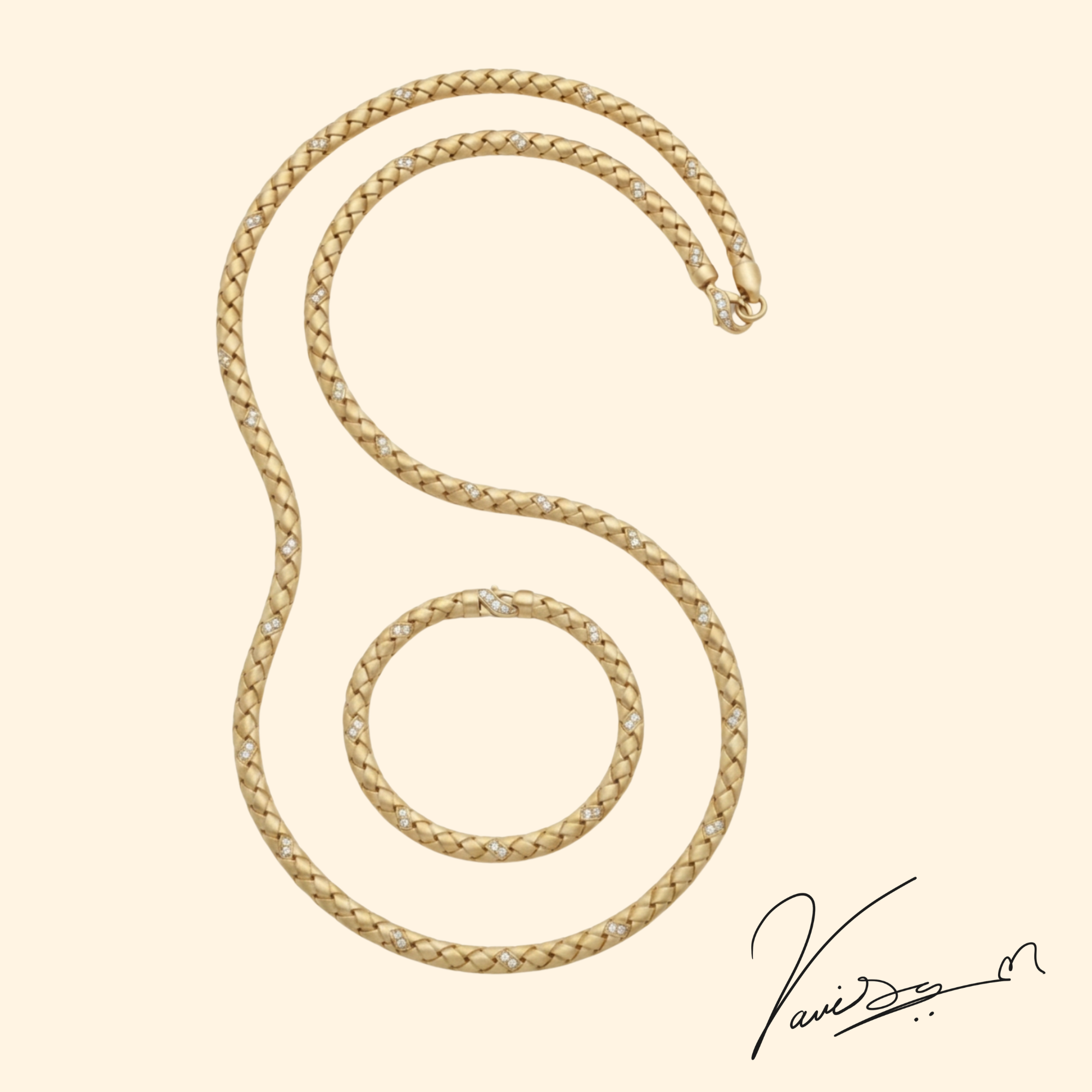 Woven gold neck & wrist set