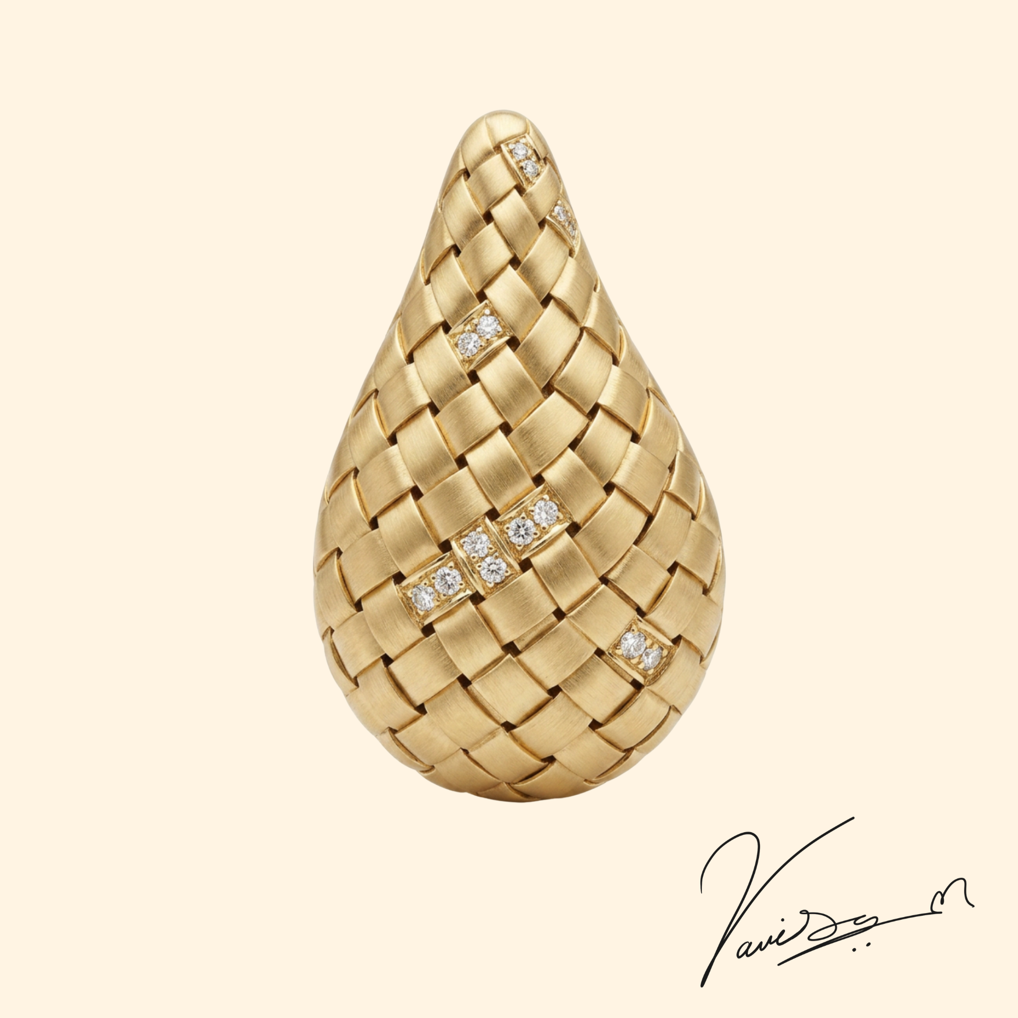 Woven gold teardrop earrings
